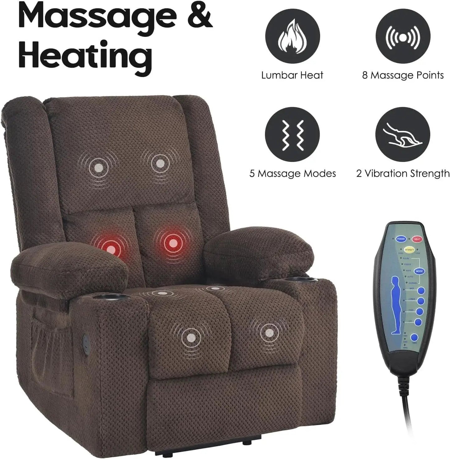 Power Lift Recliner Chair With Massage And Heat For Elderly from PriceLows™