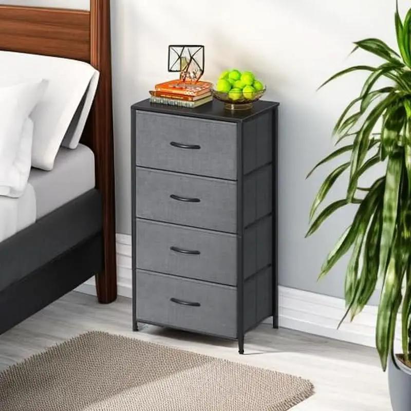 Compact 4 Drawer Dresser Dark Grey For Small Bedrooms from PriceLows™