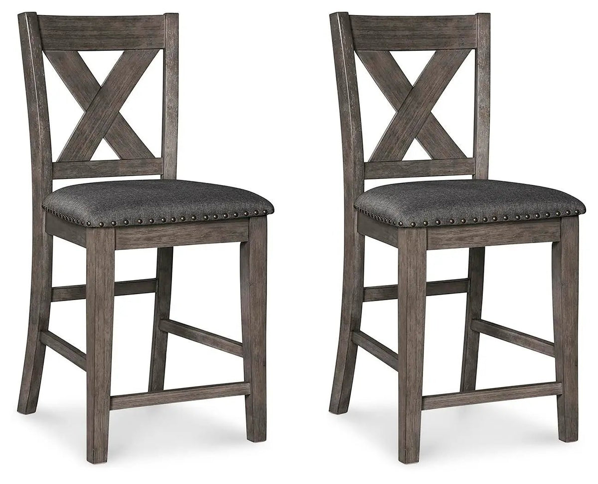 Caitbrook Upholstered Barstool | Set Of 2 | Gray | 24.63 Inch Seat Height