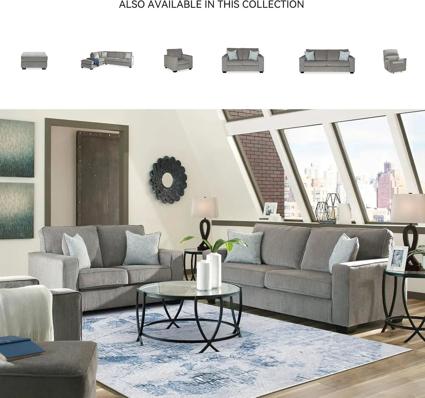 Queen Sofa Sleeper Light Gray Chenille Upholstered from PriceLows™