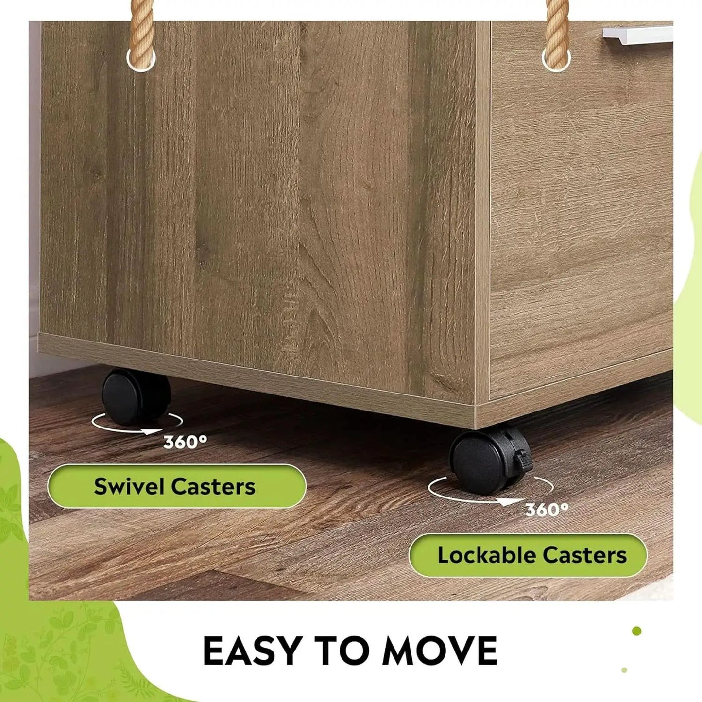 Three Drawer Mobile File Cabinet In Gray Oak With Open Shelves Printer Stand For Home Office from PriceLows™
