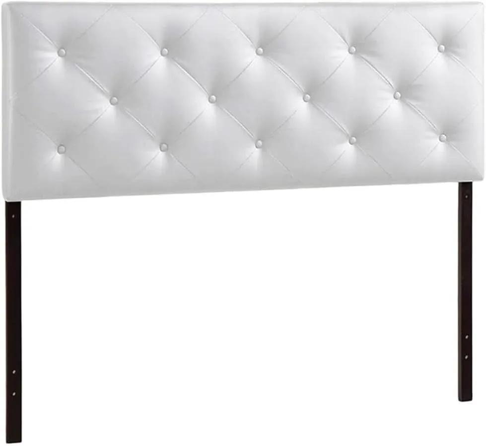 Modern White Faux Leather King Headboard With Buttons from PriceLows™