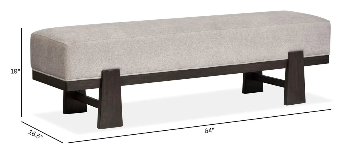 Tauren Bench | 16.5 x 64 x 19 in | Oak Veneer | Coffee Bean