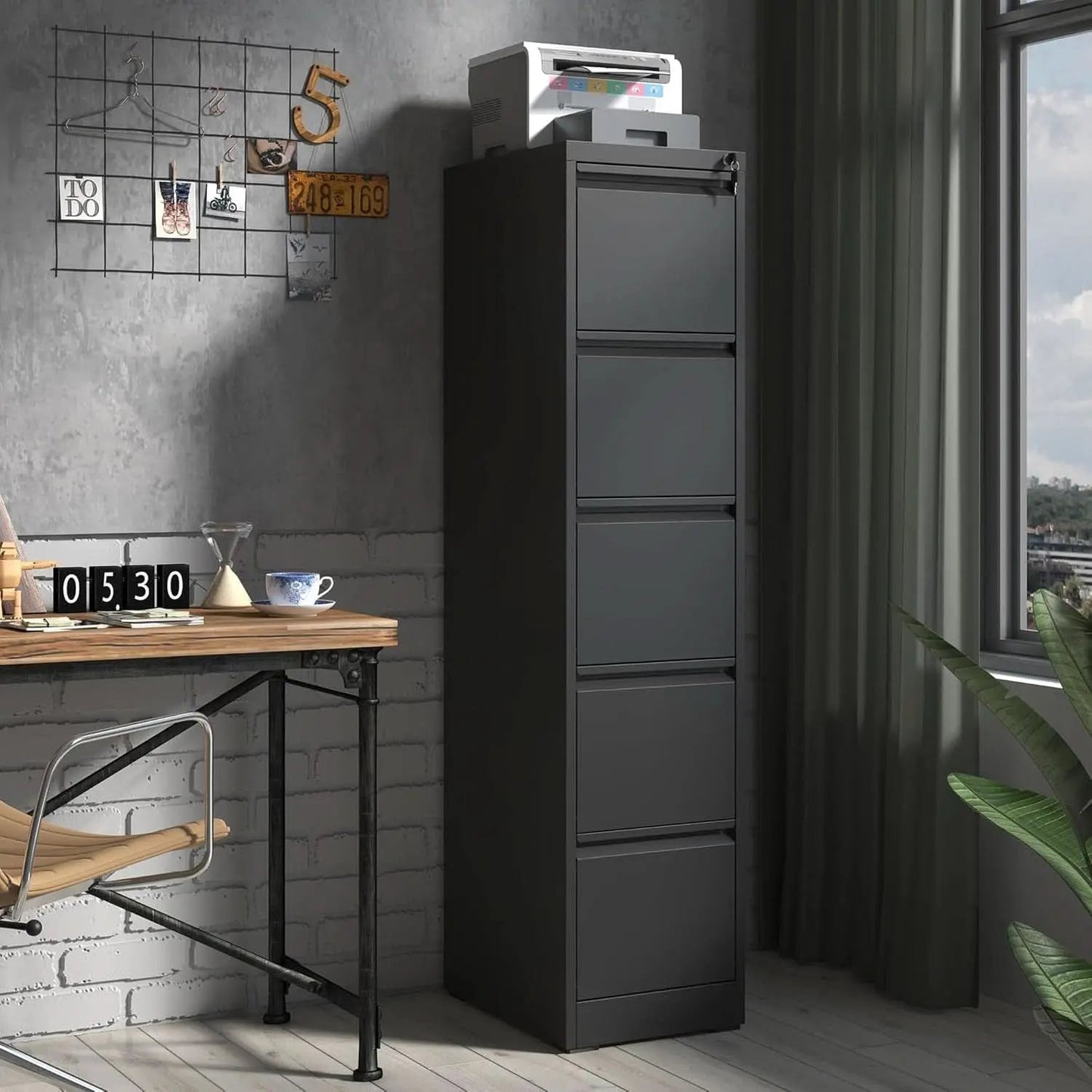Metal 5 Drawer Vertical File Cabinet With Lock For A4 Letter Legal from PriceLows™