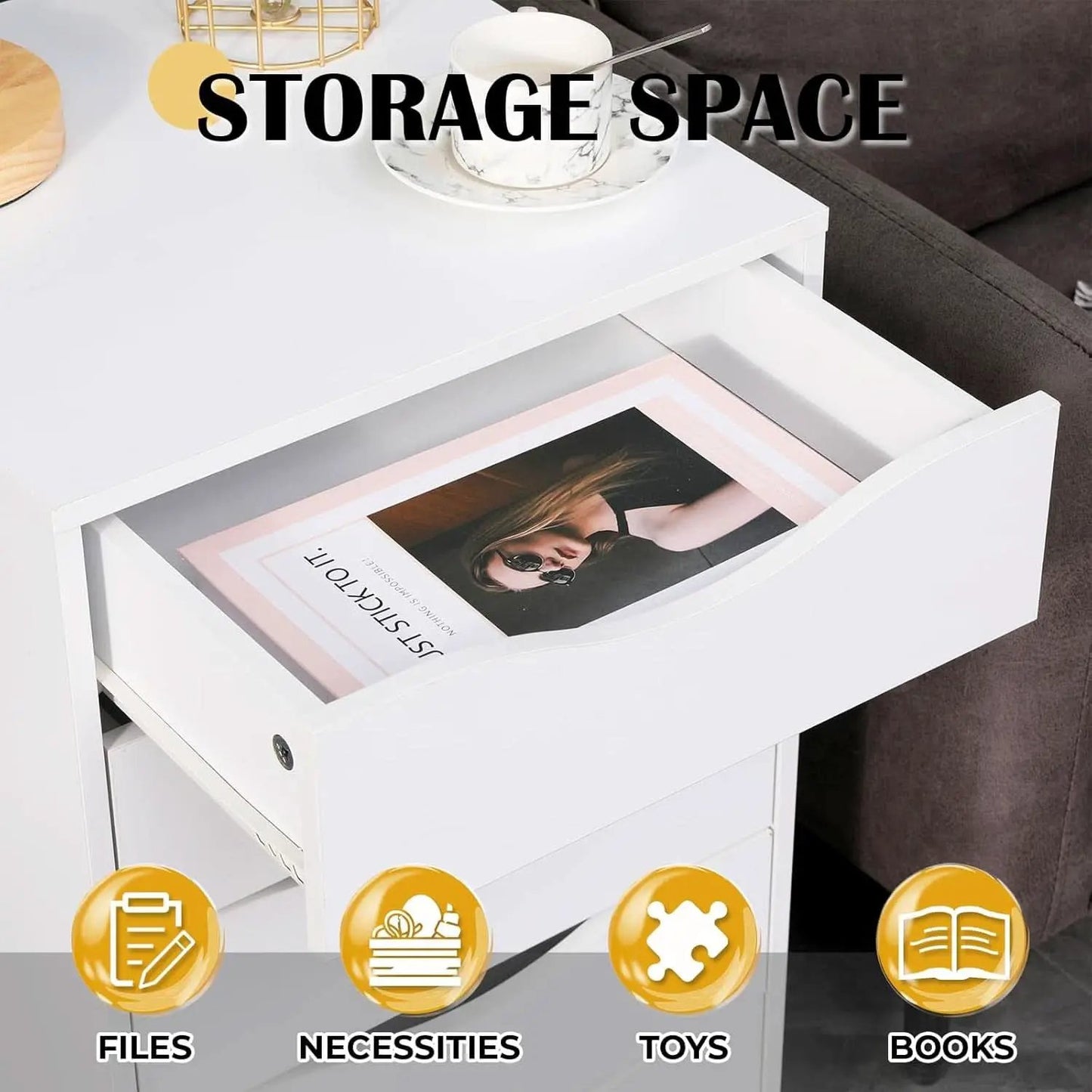 5 Drawer File Cabinet White For Home Office Organization from PriceLows™