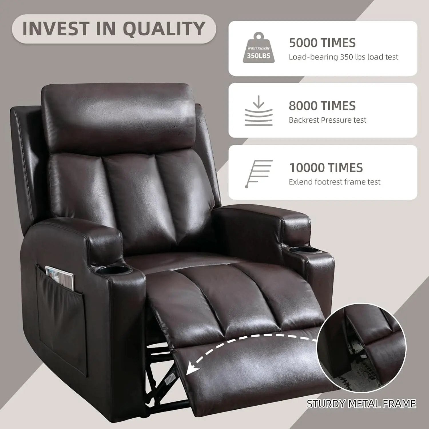 Brown UltraSoft Fabric Manual Recliner With Plush Arms from PriceLows™