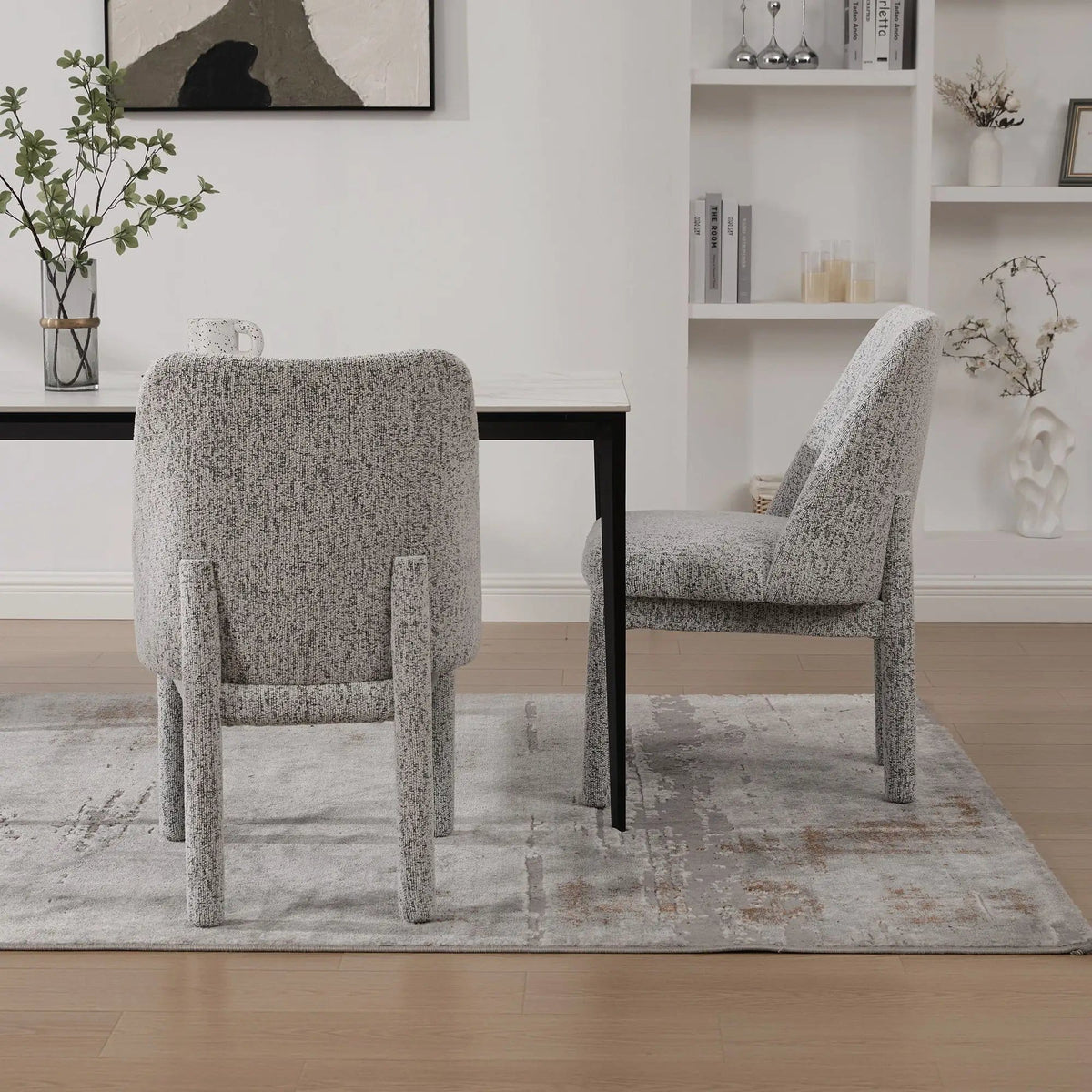 Wide Minimalist Dining Chair Chair Set | Chair Set | Rubberwood & Fabric | Dining Room