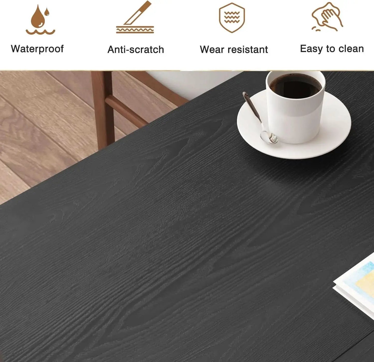 Dining Table 78 Inch Black Rectangular Farmhouse Kitchen from PriceLows™