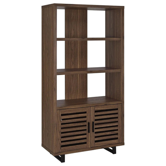 Maddox 71-inch 3-shelf Cabinet Bookcase | 35.5 x 15.5 x 70.75 in | Walnut | Home Office Decor