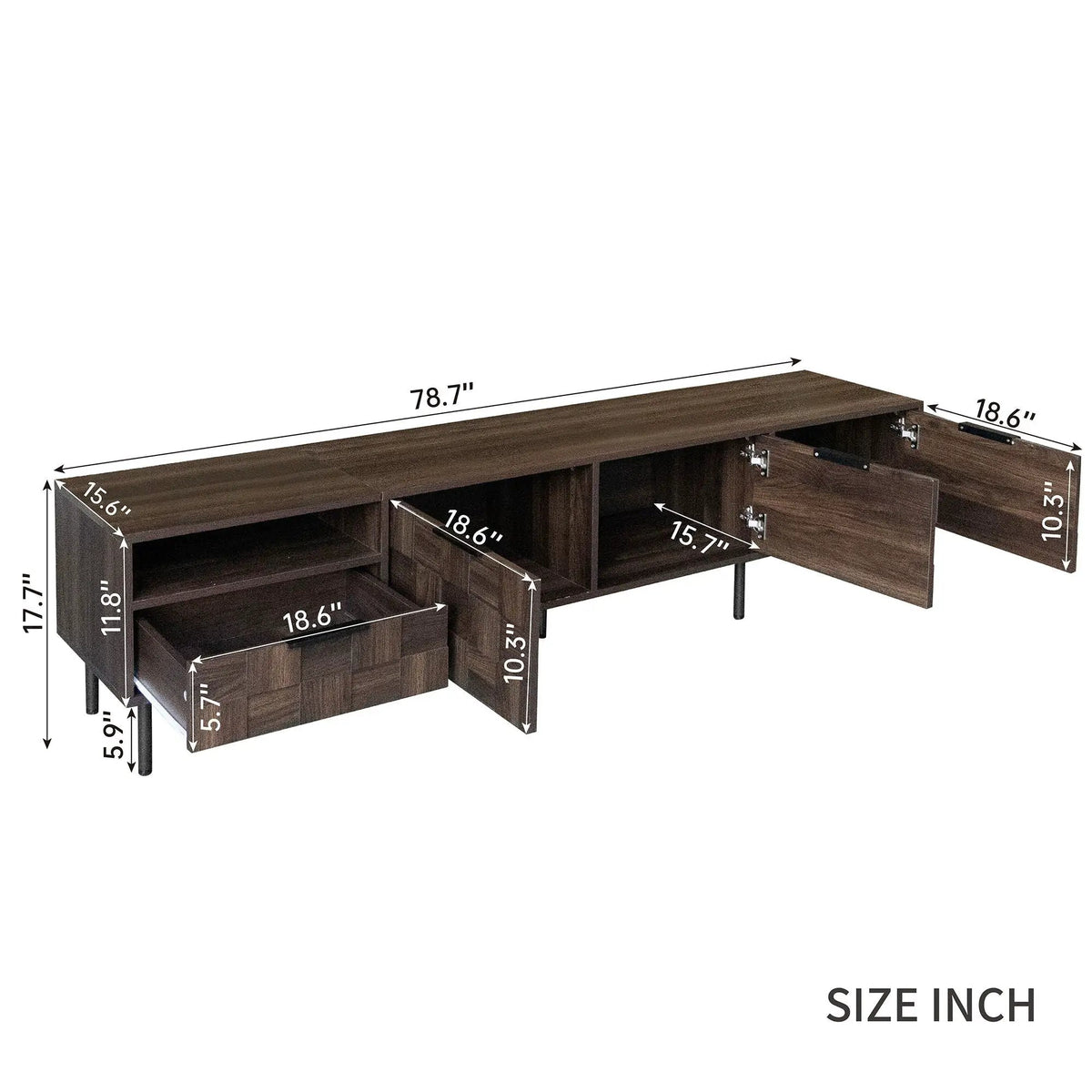 TV Stand | 78 Inch | Soft Close Storage | Walnut Finish