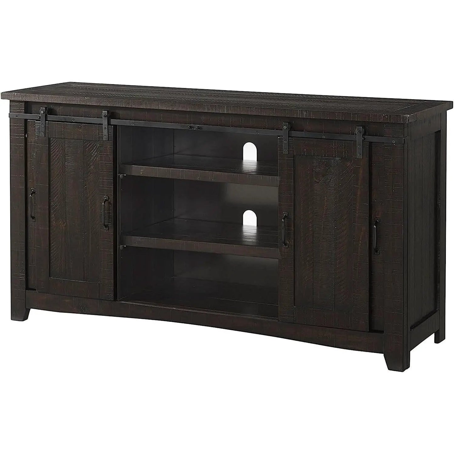 Espresso TV Stand With Sliding Barn Doors Solid Pine from PriceLows™