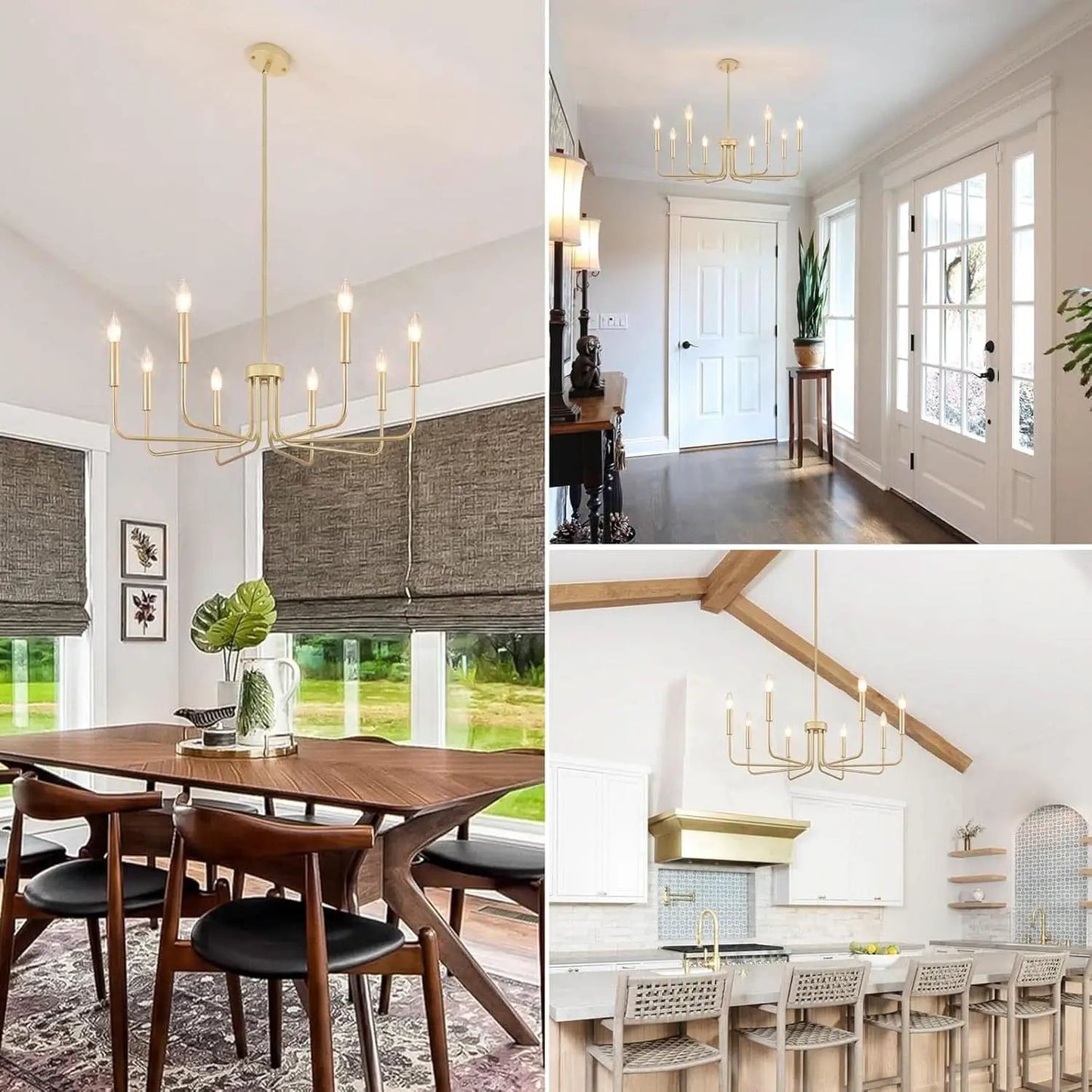 Gold Farmhouse Chandelier 8 Lights for Dining Room from PriceLows™
