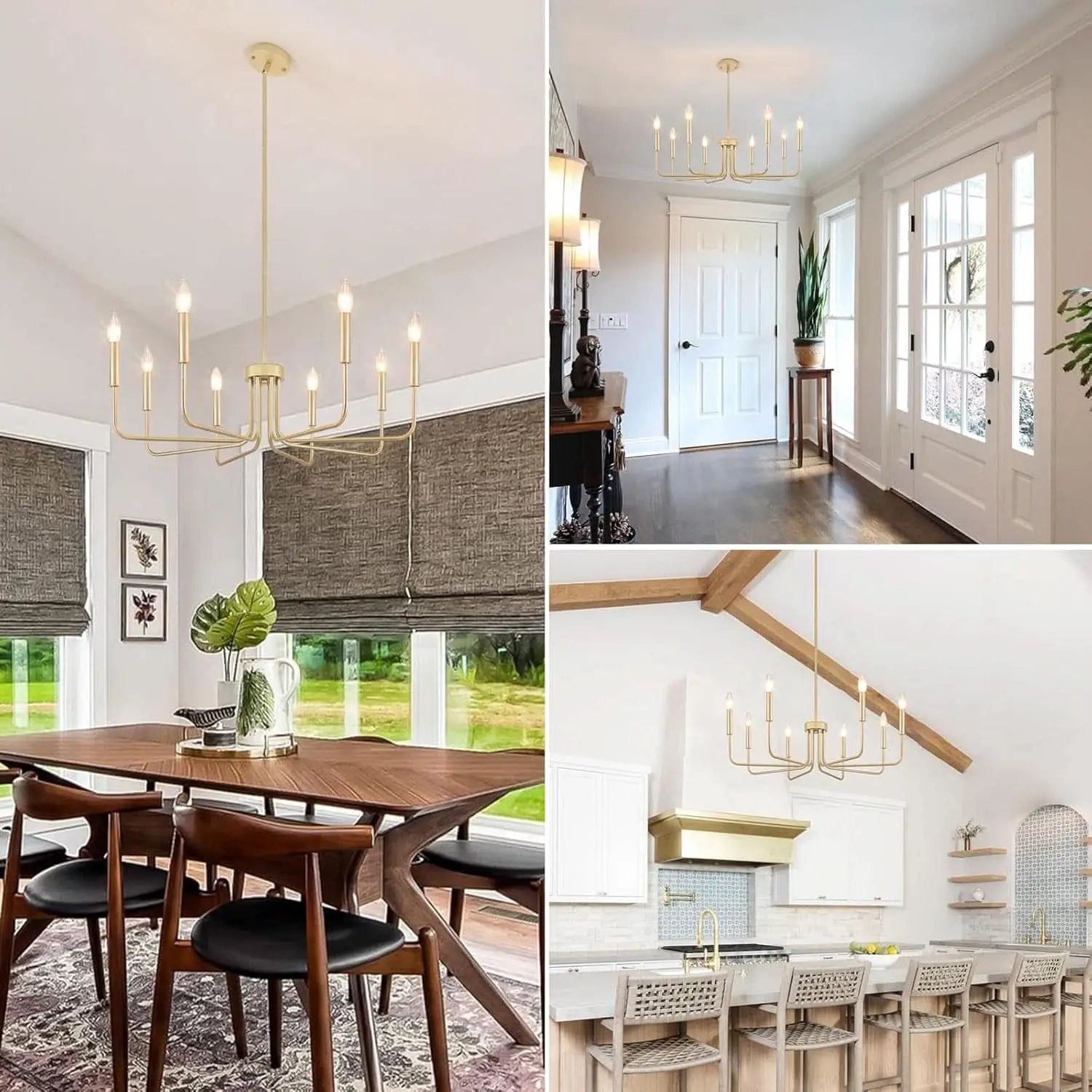 Gold Farmhouse Chandelier 8 Lights for Dining Room from PriceLows™