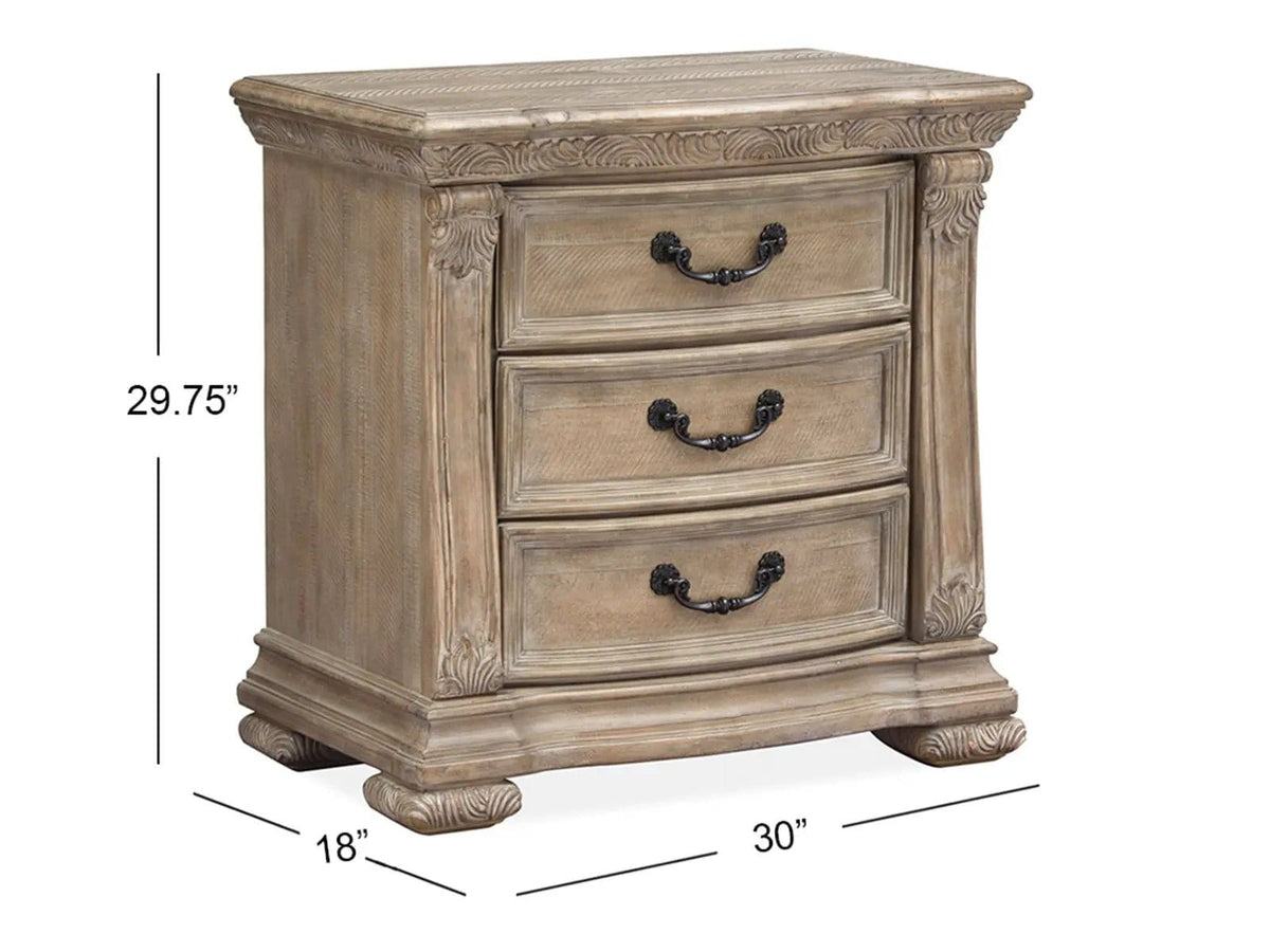 Marisol Drawer Nightstand Nightstands w/ Charging Station | 18 x 30 x 29.75 in | Bedroom Furniture | Fawn