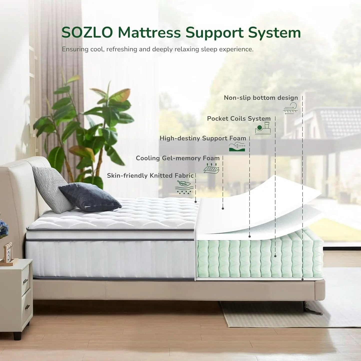Full Size Cooling Gel Memory Foam Mattress Pocket Springs from PriceLows™