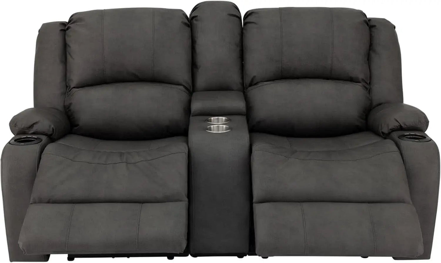 67 Inch Powered Wall Hugger Recliner Sofa Gunmetal Fabric from PriceLows™