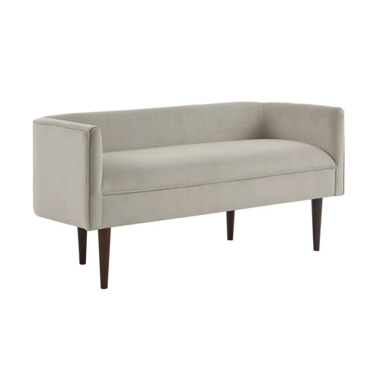 Farrah Accent Bench With Low Back & Sides | 19.5 x 49 x 23.75 in | Solid Wood & Velvet | Cream
