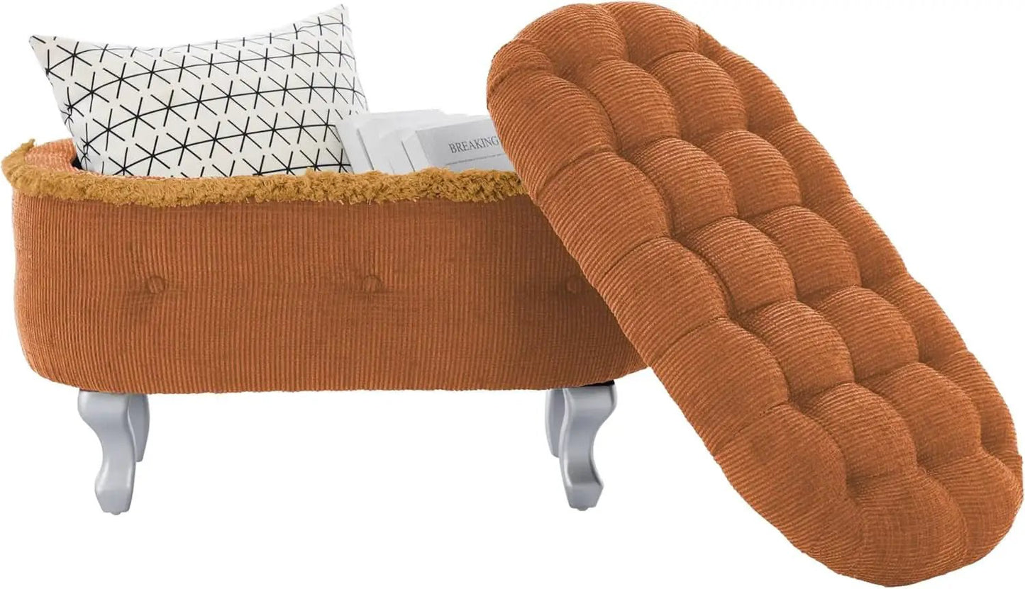 Orange Upholstered Storage Ottoman for Living Room from PriceLows™