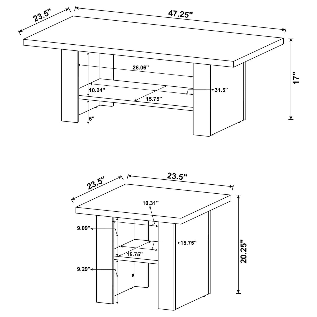 Rodez 3-piece Engineered Wood Coffee Table Set | 3-Piece Set | Engineered Wood & Veneer | Black