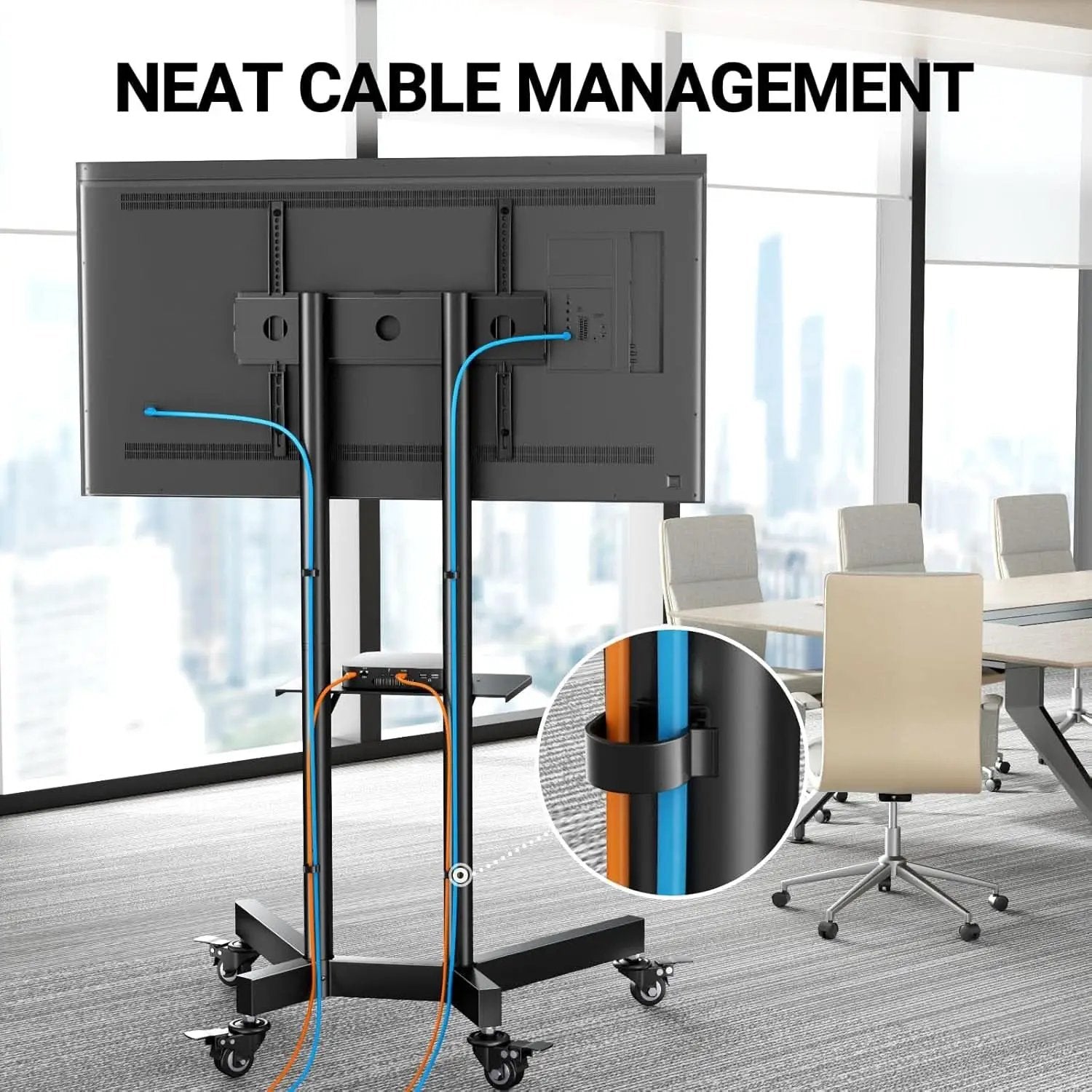 Rolling TV Stand For 32 To 85 Inch TVs Height Adjustable from PriceLows™
