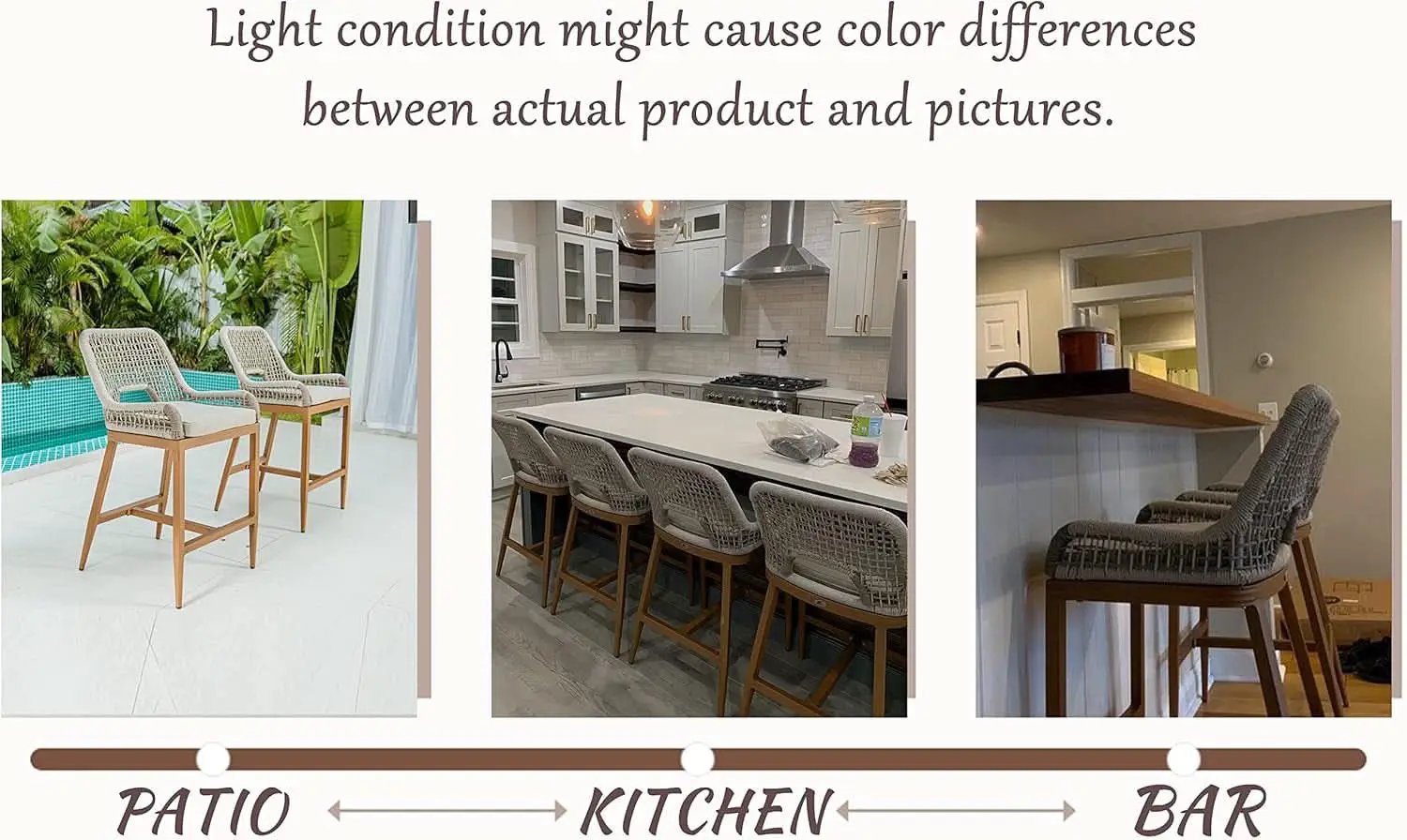 Counter Height Bar Stools With Backrest Set of 4 Rattan from PriceLows™