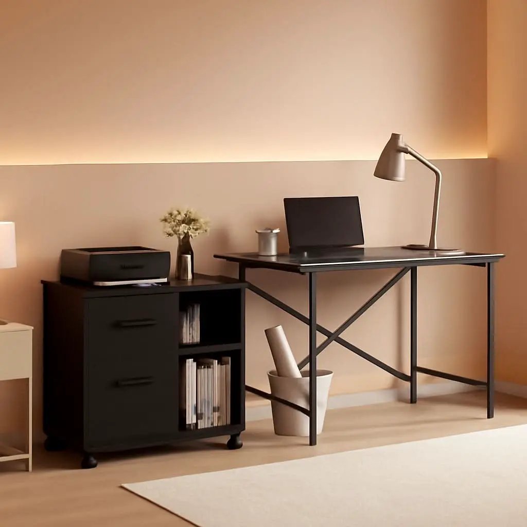 Mobile File Cabinet With Open Storage And File Drawers from PriceLows™