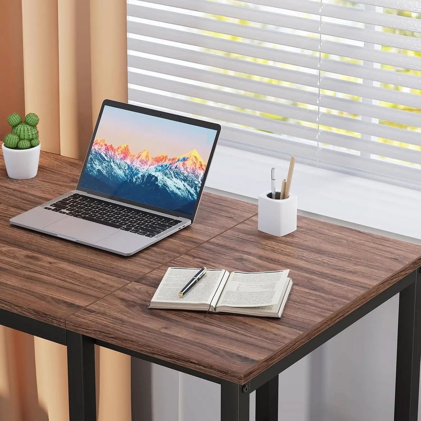 40 Inch Computer Desk With 2 Shelves Brown Sturdy Home Office Gaming Desk from PriceLows™