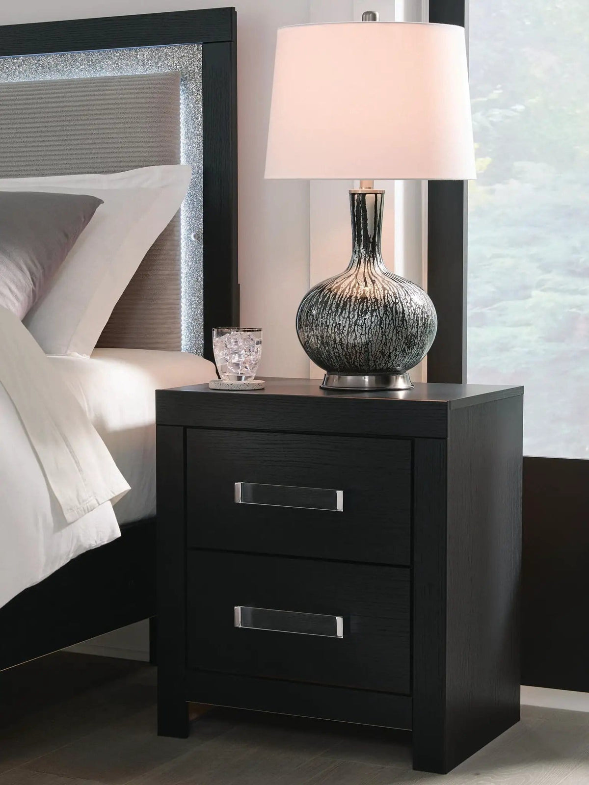 Maeling Two Drawer Night Stand Accent Nightstand | 2 Pieces | Acrylic | Bedroom
