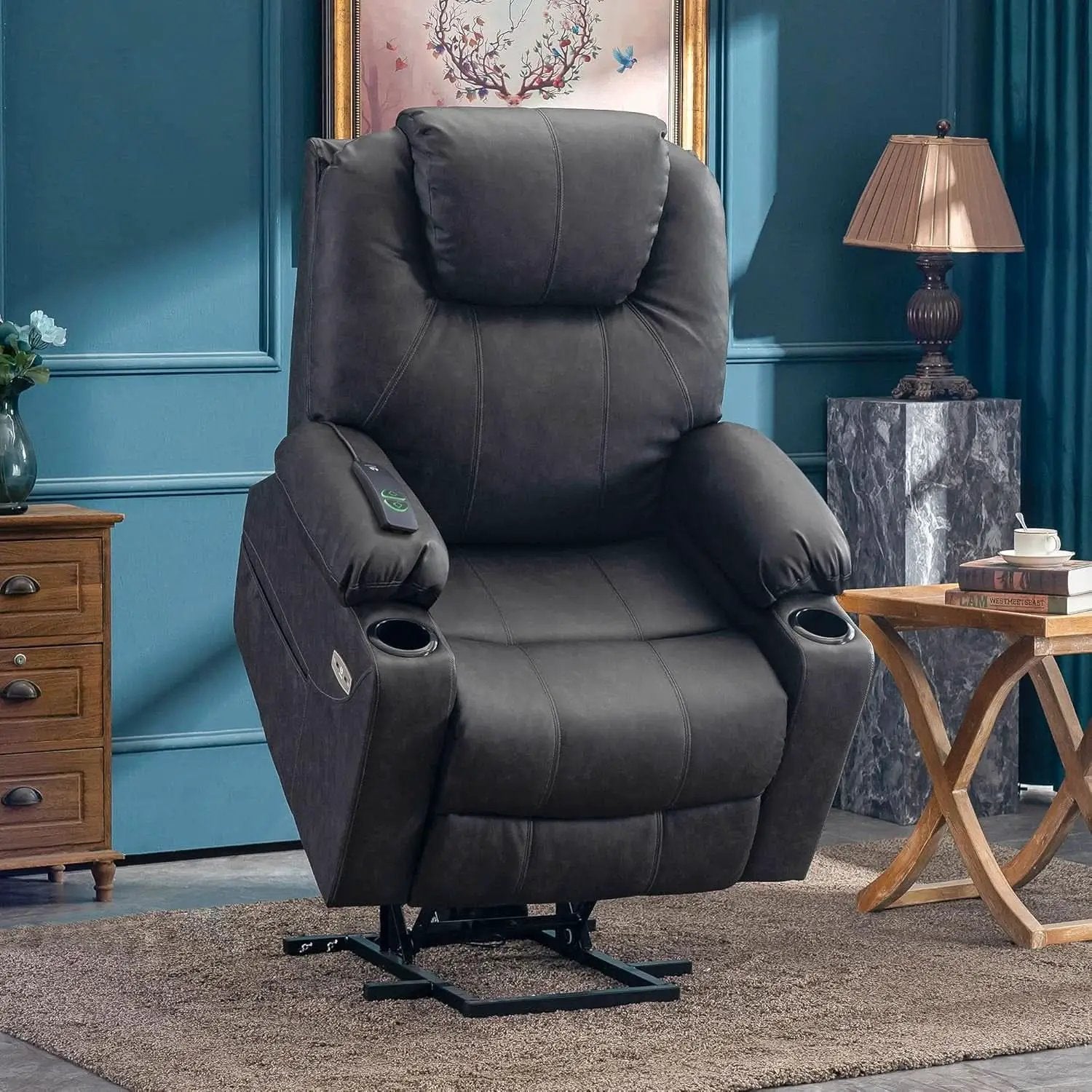 Electric Power Lift Recliner Chair With Massage And Heat Grey Medium from PriceLows™