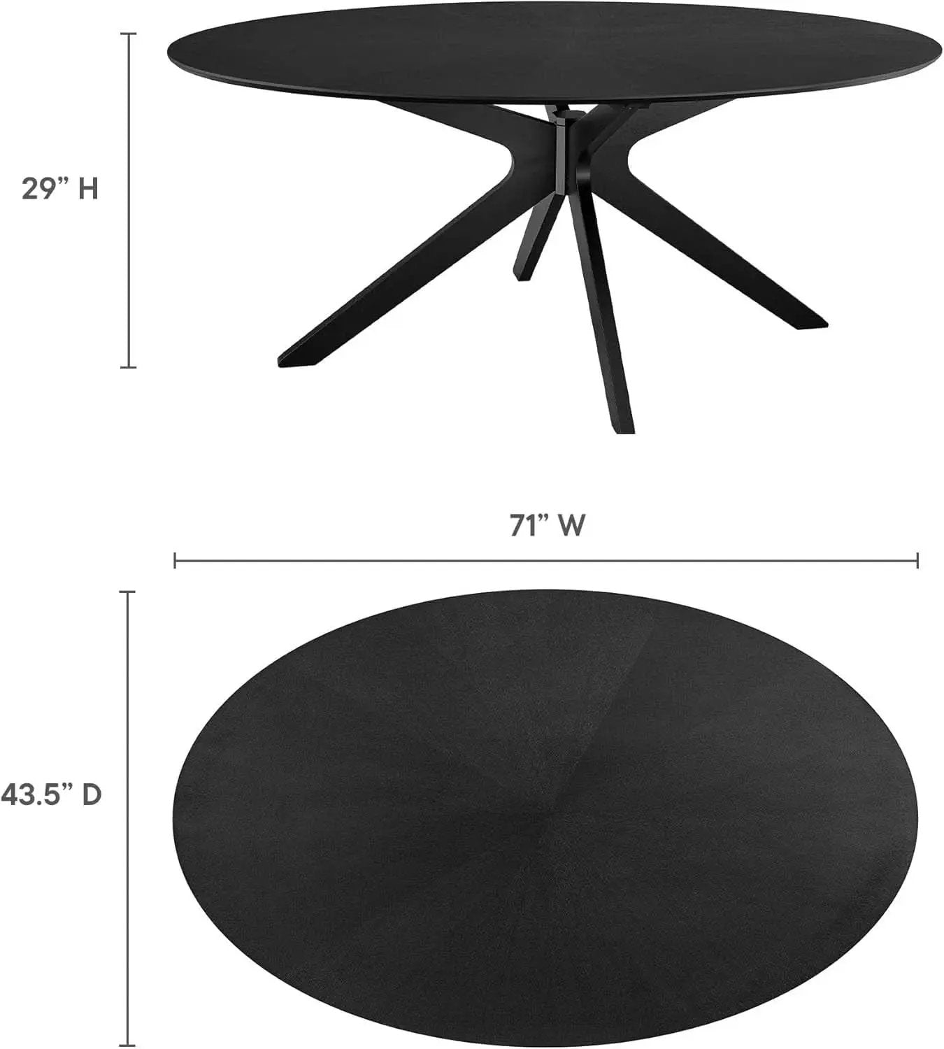 Crossroads 71 Inch Oval Wood Dining Table Black Seats 6 Easy To Assemble from PriceLows™