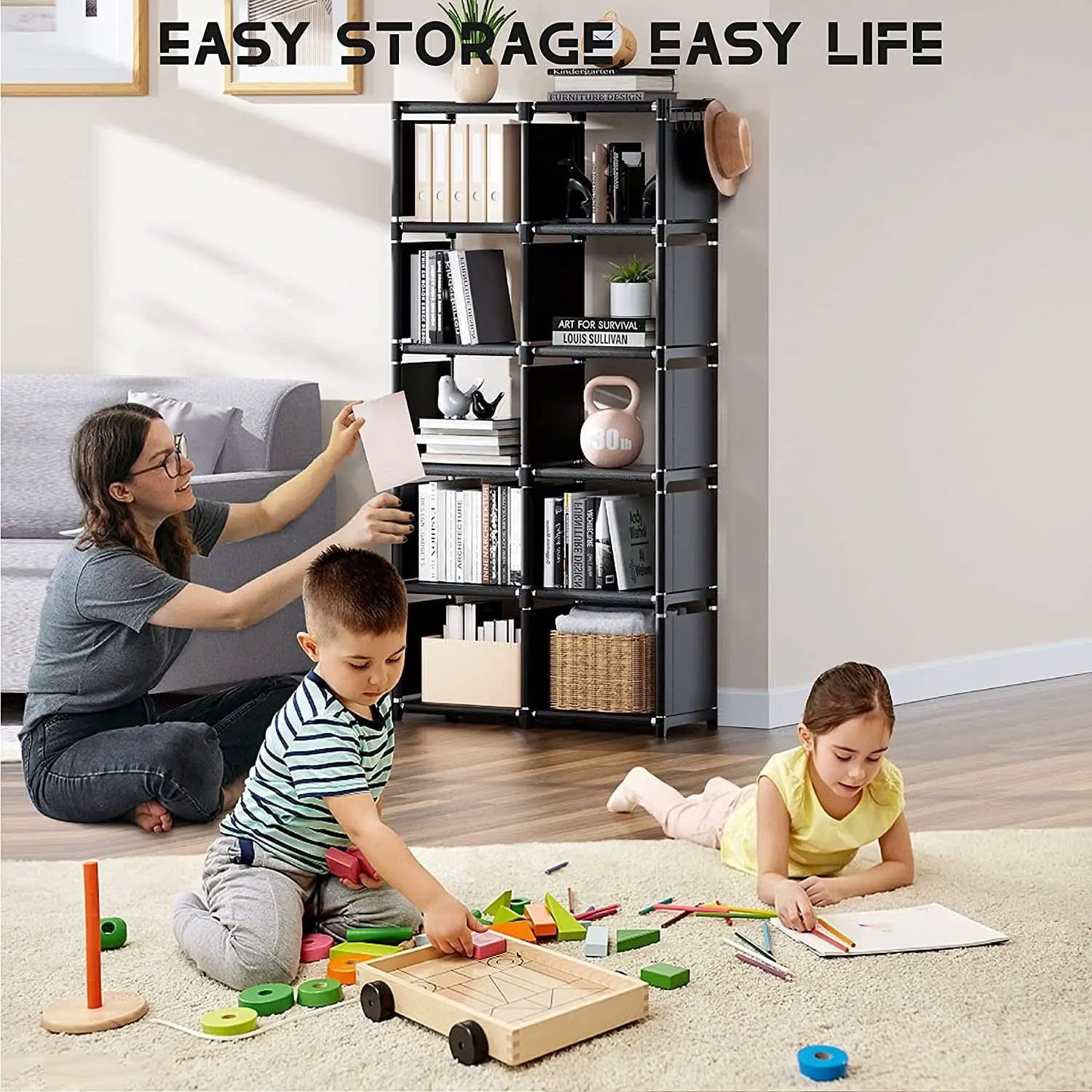 Black Twelve Cube Metal Bookcase System For Home Office from PriceLows™