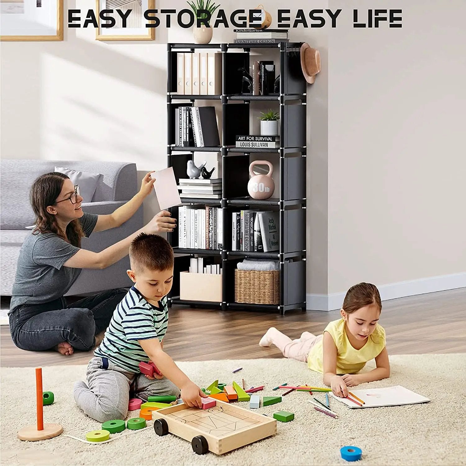 Black Twelve Cube Metal Bookcase System For Home Office from PriceLows™