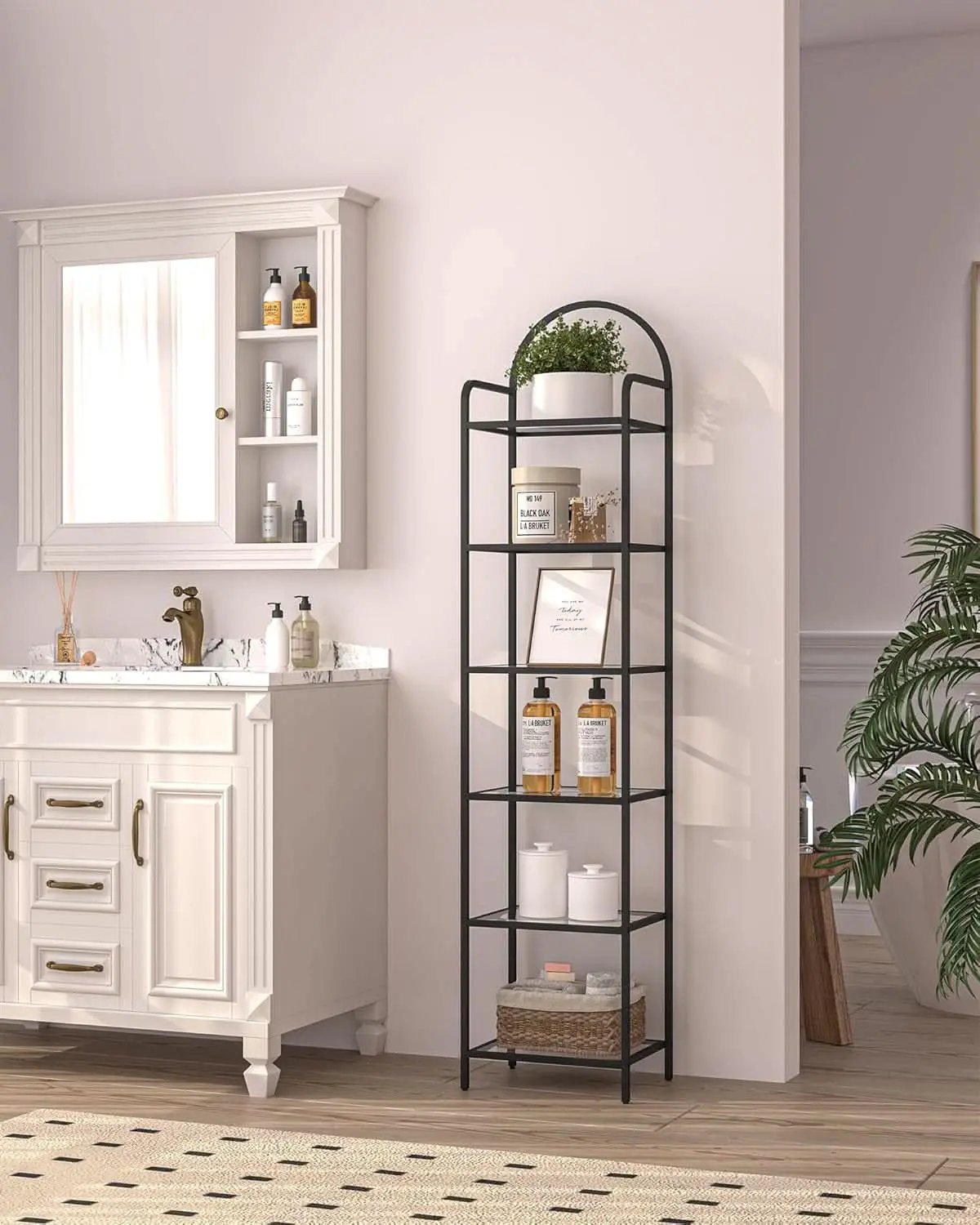 Six Tier Bookcase With Tempered Glass Shelves Home Office from PriceLows™