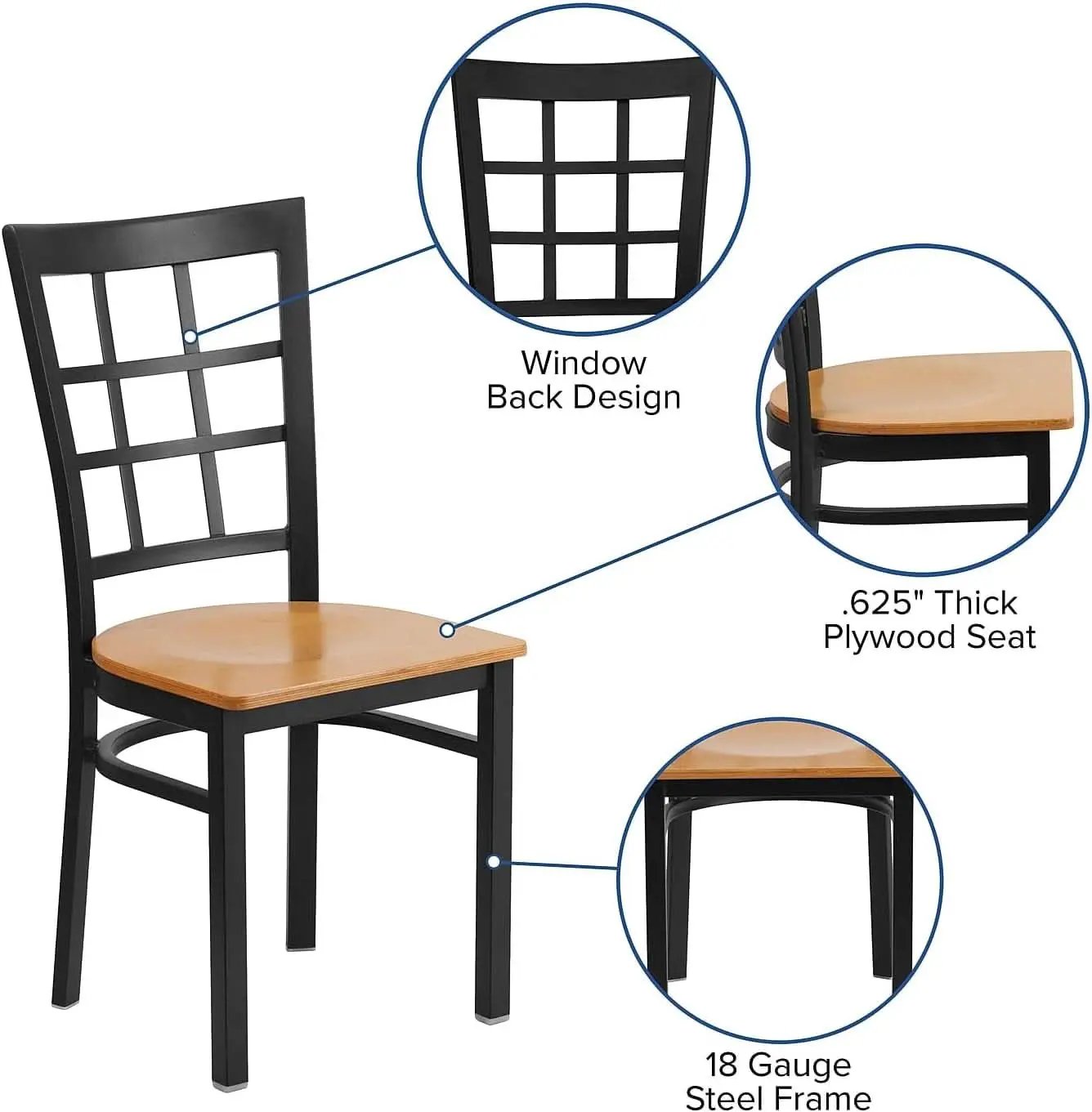 Hercules Series Black Metal Restaurant Chair With Wood Seat from PriceLows™