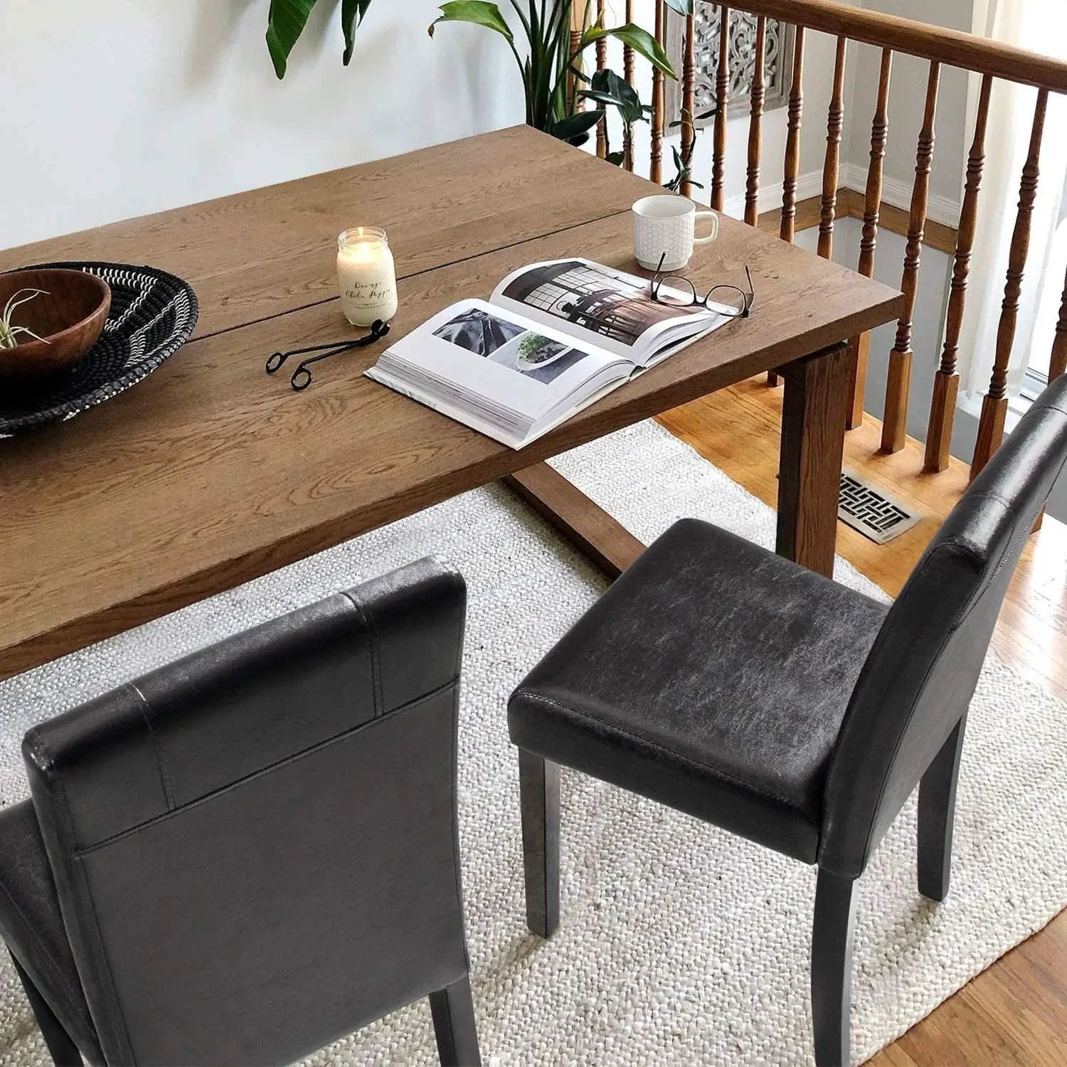 PU Leather Dining Chairs Black Set of 4 Modern Comfort from PriceLows™