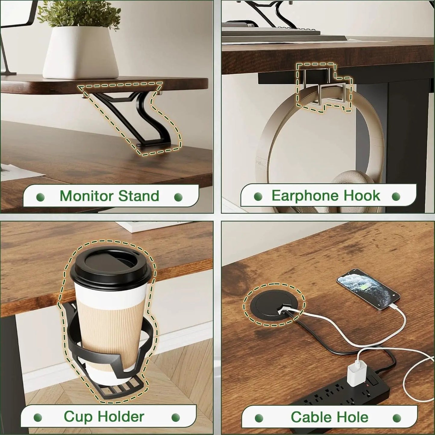 Electric Standing Desk With Monitor Stand 47x24 Brown from PriceLows™