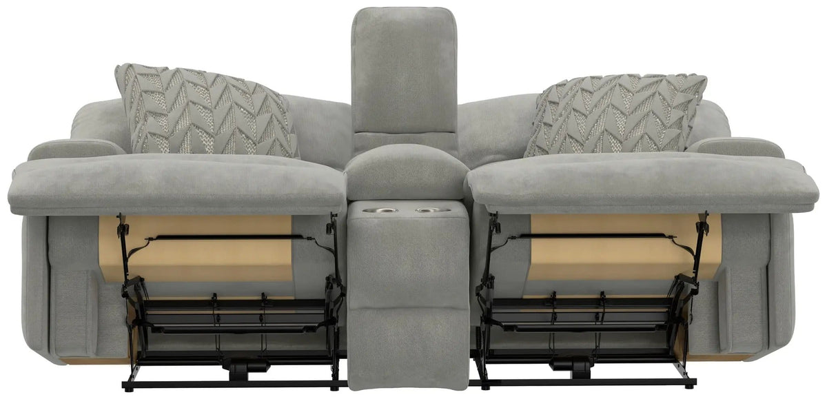 Renaldo Power Console Loveseat With Zero Gravity Recline | 86 x 43 x 43 in | Polyester & Fabric | Stone