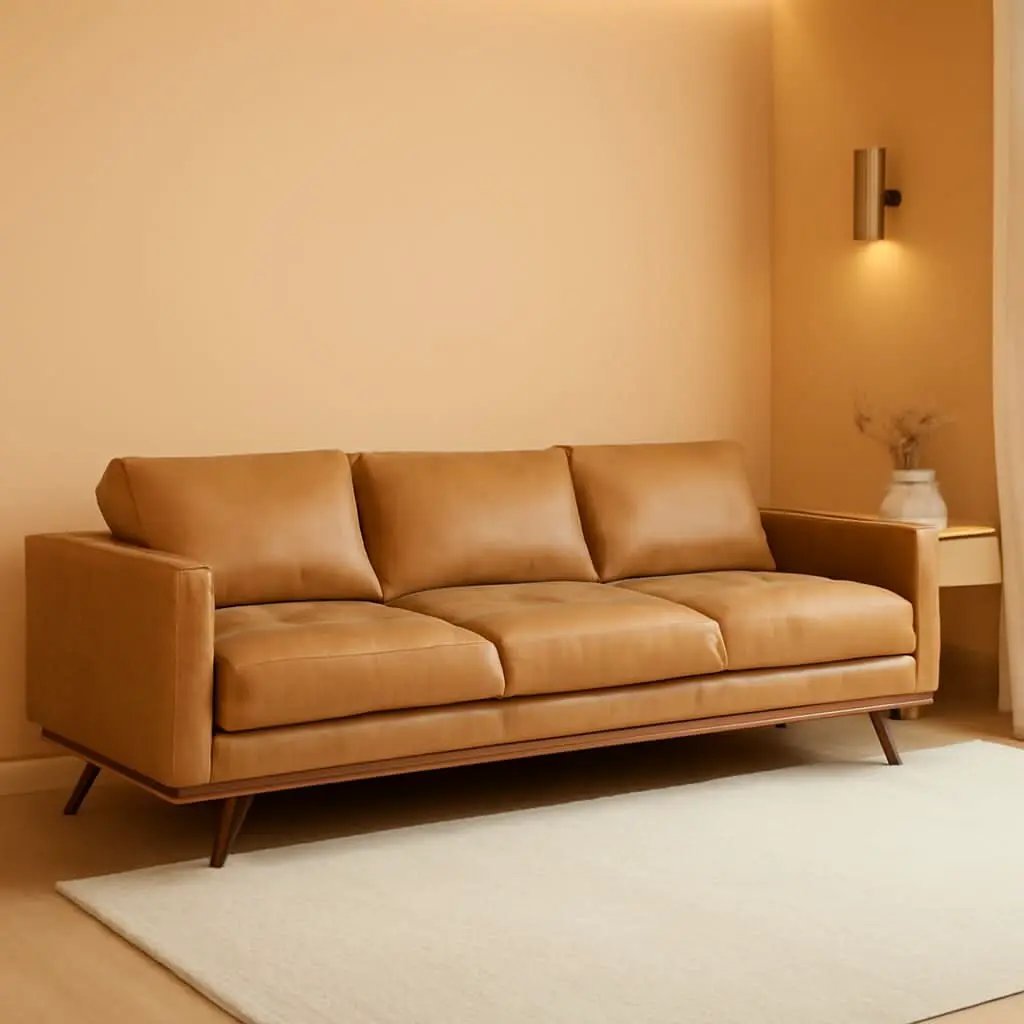 Nolita 85 Inch Cognac Tan Full Grain Pure Aniline Leather Sofa from PriceLows™