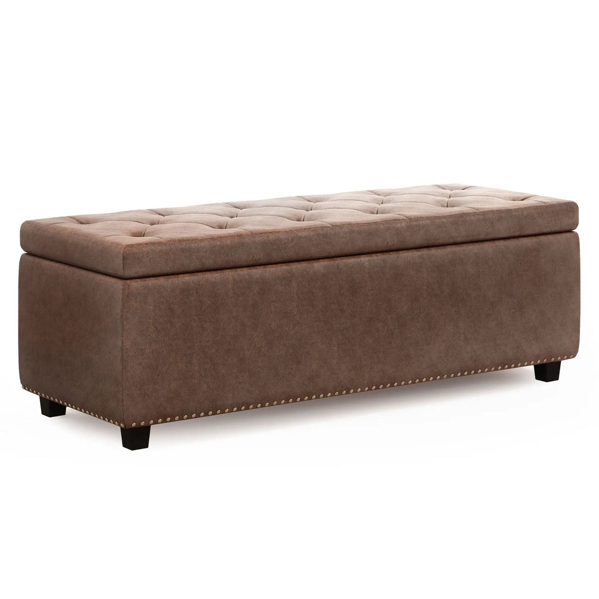 Hamilton Upholstered Storage Ottoman | Child Safety Hinge | Large Interior Storage | 47.6 Inch Length