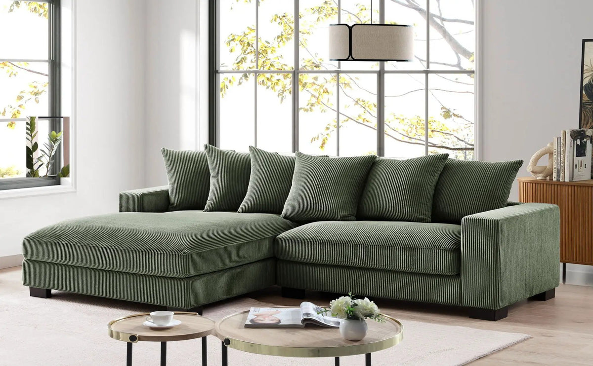 Luxe Oversized Sectional Sofa | 2 Piece L Shaped Couch | Chaise Included | Deep-Seated Design