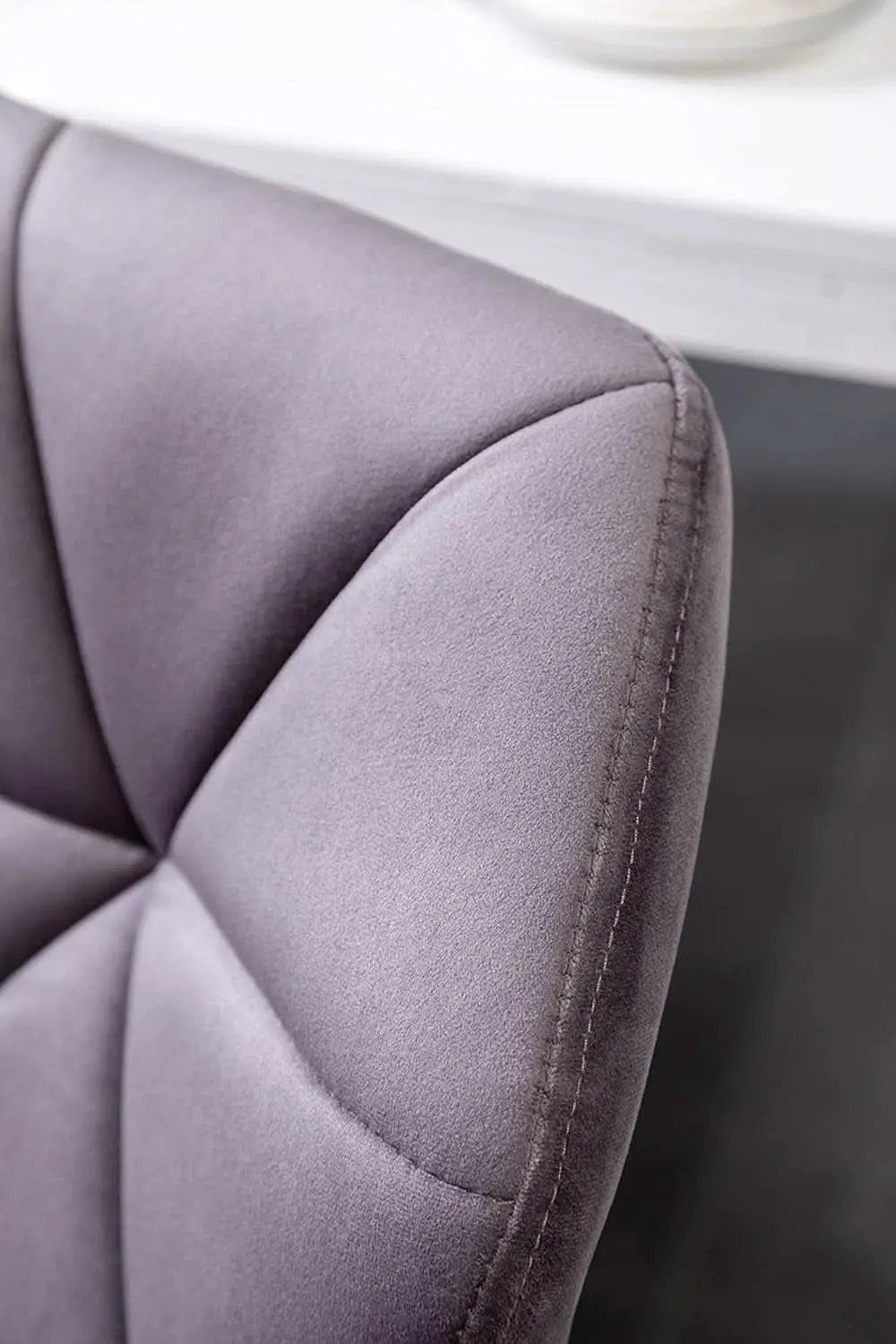 Breni Velvet Diamond Tufted Swivel Adjustable Height Bar Stool Set Of 2 Gray from PriceLows™