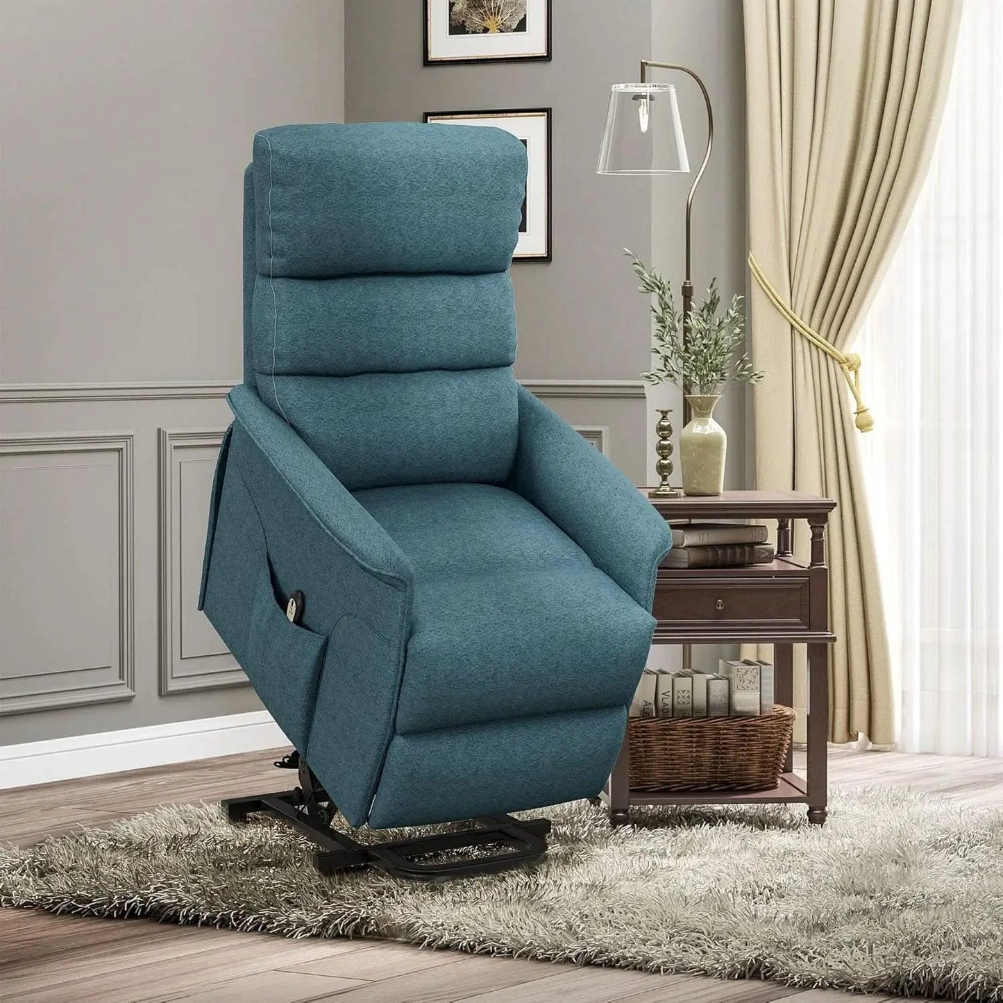 Blue Power Lift Recliner Chair With Remote Control from PriceLows™