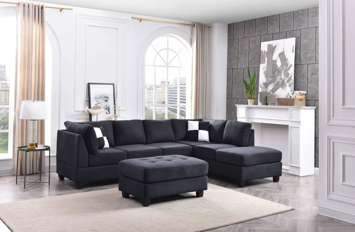 Malone Comfort Sectional | Pocketed Coil And Foam Seating | Removable Backs | 111 Inch Length