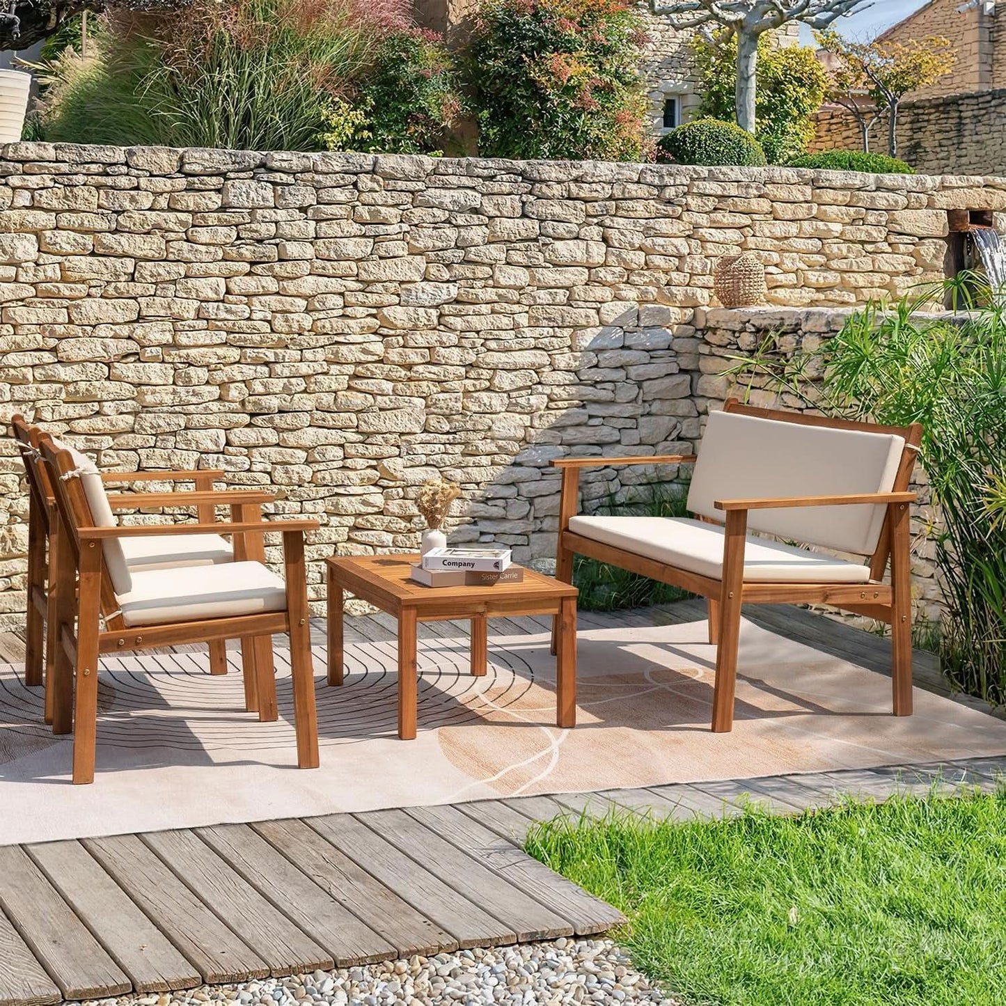4 Piece Outdoor Bistro Sofa Set With Coffee Table White from PriceLows™