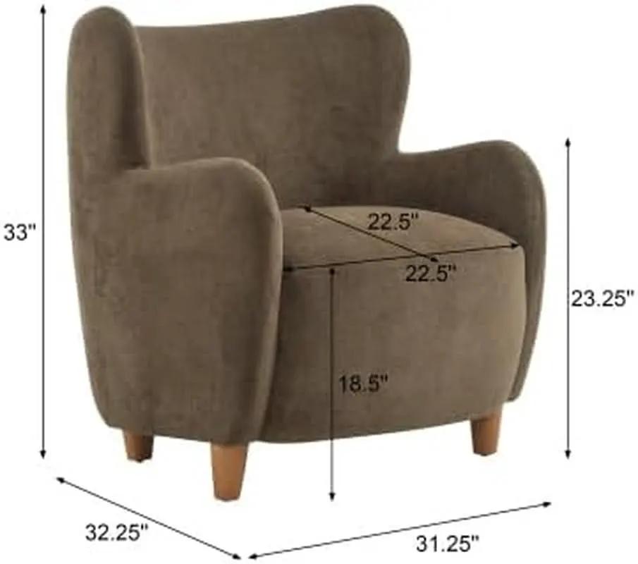 Brown Velvet Wingback Chair With Contoured Backrest from PriceLows™