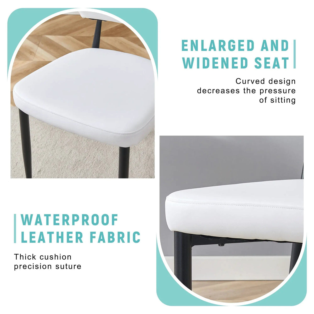 Minimalist Ergonomic Dining Chair With Curved Backres (Set of 4) | 2 Pieces | Metal | Dining Room