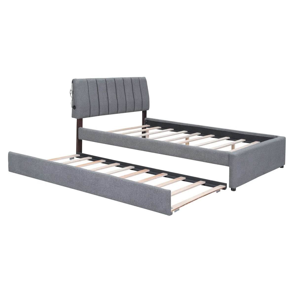 Upholstered Platform Bed | Trundle Included | Comfortable Design | 76 Inch Length