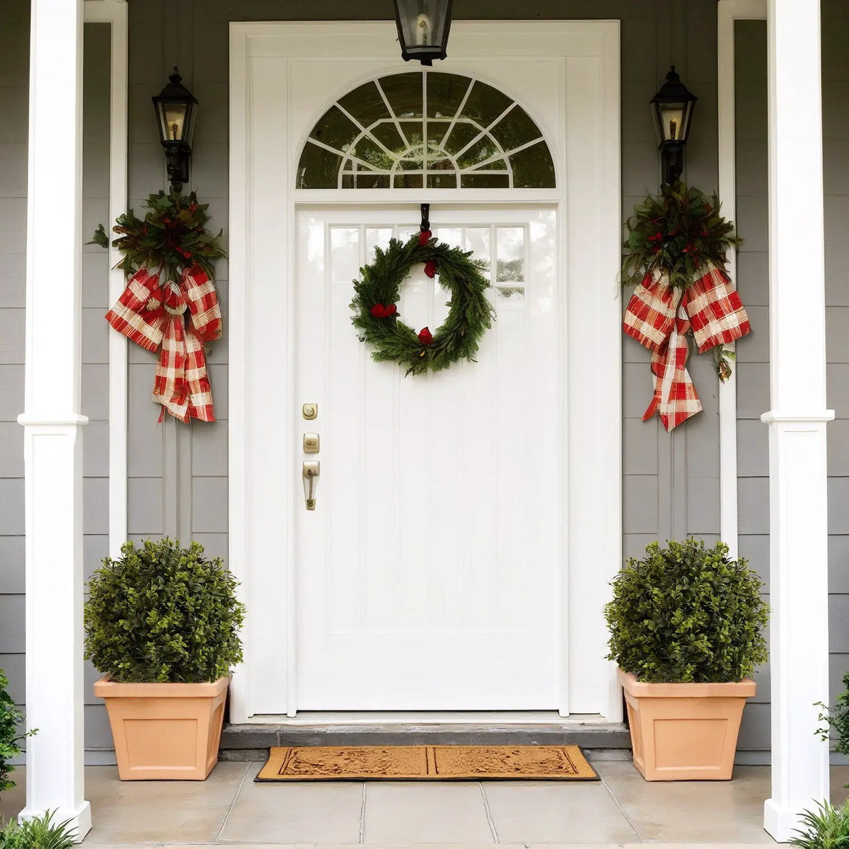 Artificial Ball Topiary Trees | Set Of 2 | 21.6 Inch Height | Indoor Outdoor Potted Decor