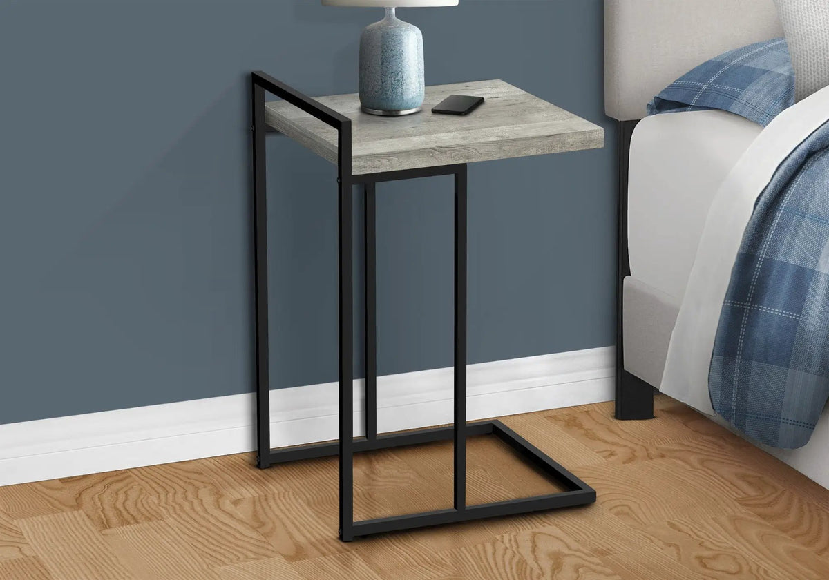 Versatile C-Shaped Accent Table | Metal Base | Generous Tabletop | Portable And Lightweight