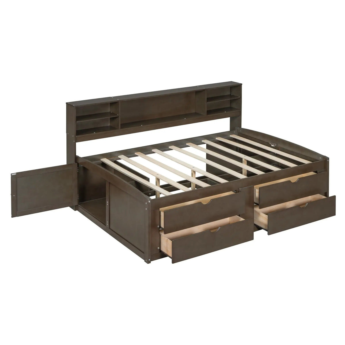 Daybed With Storage | 2 Bedside Cabinets | Upper Shelves | 4 Drawers